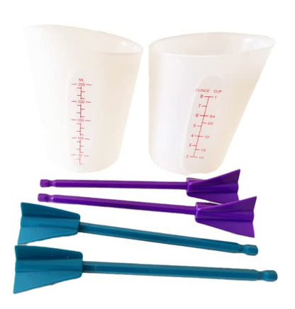 Silicone Resin Measuring Cups Tool Kit, 2PCS 250ml Measuring Cups for Epoxy Resin, 4pcs Resin Mixer Paddles Stir Sticks,Mixing Tools for - WoodArtSupply