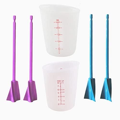 Silicone Resin Measuring Cups Tool Kit, 2PCS 250ml Measuring Cups for Epoxy Resin, 4pcs Resin Mixer Paddles Stir Sticks,Mixing Tools for - WoodArtSupply