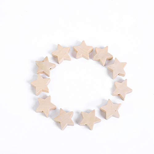 ccHuDE 100 Pcs Star Shape Natural Wood Beads Unfinished Wooden Loose Beads Spacer Beads with Hole for Craft Jewelry Making