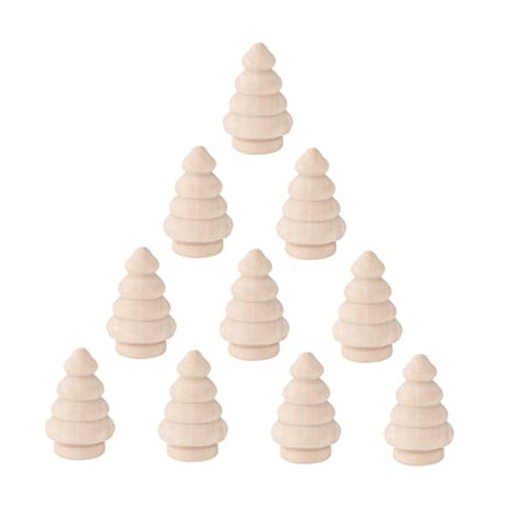 ADOCARN 10pcs Wood Christmas Tree Wood Cake Mini Unfinished Christmas Homemade Ornaments Unfinished Wooden Tree DIY Painted Wooden Ornaments Wooden ADOCARN
