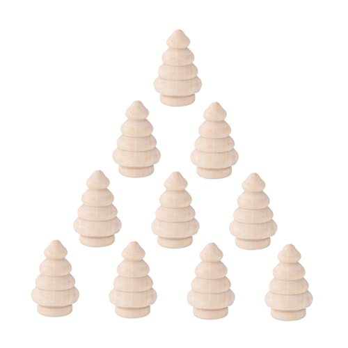 ADOCARN 10pcs Wood Christmas Tree Wood Cake Mini Unfinished Christmas Homemade Ornaments Unfinished Wooden Tree DIY Painted Wooden Ornaments Wooden - WoodArtSupply