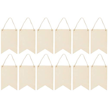 VOSAREA 12PCS Decorative Listing Wood Plaques Slices Banners Wedding Tag Decoration Tag Party Tag Blank Hanging Tag Unfinished Wood Door Sign Wood VOSAREA