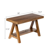 Wnutrees Farmhouse Wood Bench,Rustic Indoor Storage Bench for Entryway, Living Room, Dining Room,Solid Wood Construction, Original Wood Wnutrees