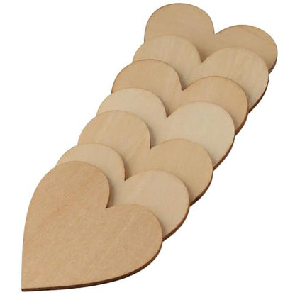 hobbyhub 100Pcs Wood Heart-Shaped Unfinished Blank Wooden Slices 5cm Hanging Decorations for DIY Crafts - WoodArtSupply