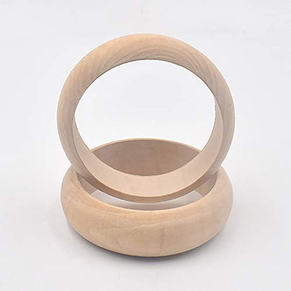 ccHuDE 4 Pcs Blank Unfinished Wood Bangle Bracelets Natural Wooden Rings Wood Circles for Crafts Jewelry DIY 25mm