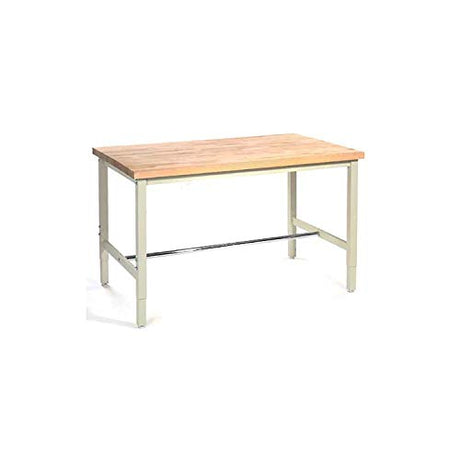 Global Industrial 72" W x 30" D Adjustable Height Workbench, 1-3/4" Thick Birch Top Square Edge, Tan Global Industrial