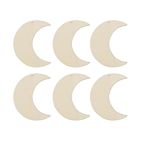 20pcs Moon Wood Cutouts DIY Craft Embellishments Moon Unfinished Wood Gift Tags Ornaments Decoration JANOU