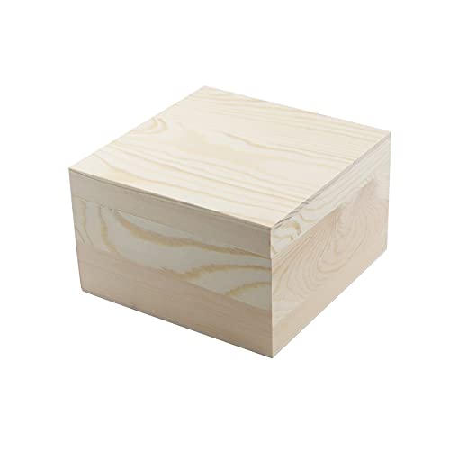 MY MIRONEY 2Pcs Wooden Unfinished Storage Box with Top Lid 5.91" x 5.91" Square Wooden Pine Box DIY Craft Stash Boxes Gift Box for Arts Hobbies and