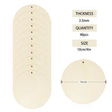 Bligo Round Wooden Discs with Holes 40pcs Unfinished Predrilled Wood Slices Circles 3.94" Wood Ornaments for Predrilled Natural Wood Slices for Party Bligo