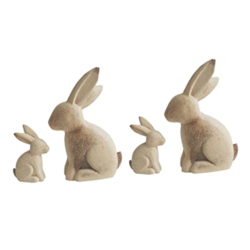 2 Pairs Drawing Rabbit Educational Rustic Easter Desktop Table Shop Decorations Living Spring Animal Statue Figure Favors Wood Cutout Peg White Paint - WoodArtSupply