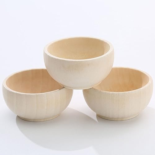 Toddmomy 5Pcs Wooden Craft Bowls Unfinished Wooden Bowls Wood Bowls Unpainted Mini Wooden Bowls for Crafts DIY Painting Art Projects Decor Toddmomy