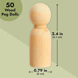 Wood Peg Dolls, Peg Doll Kit (2.4 in, 50-Pack) Bright Creations