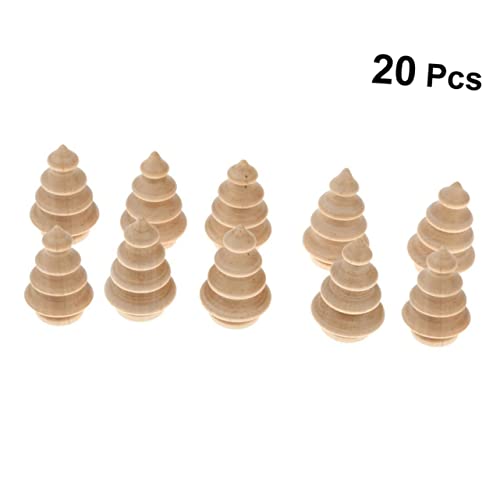 VILLCASE 20pcs Wooden Unfinished Tree Wood Xmas Tree Sculpture Christmas Unpainted Peg Doll Wood Christmas Ornament Unfinished Wood Toys Cake Topper VILLCASE