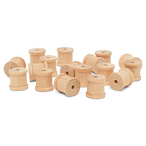 Wooden Spools 1/2 x 1/2 inch Pack of 100 Unfinished Mini Birch Wood Spools, Splinter-Free, for Crafts and Wood Jewelry by Woodpeckers - WoodArtSupply