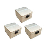 TEHAUX 3 Pcs Unfinished Wood Treasure Chest Memory Chest Wooden Jewelry Case Wooden Case with Antique Jewelry Organizer Unfinished Wooden Case Lock TEHAUX