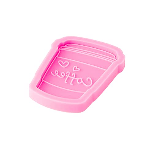 Super Glossy Coffee Cup with 2 Little Heart Shape Silicone Keychain Mold Polymer Clay Mold Necklace Epoxy Resin Mold Jewelry Epoxy Mould Crafting Angel Wings