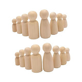 TEHAUX 50pcs Box Unfinished Wood Shape Unfinished Wooden Doll Kids DIY Gift Burlywood peg Doll Wood Figure Unfinished Dolls Kids Supplies Small Nail TEHAUX