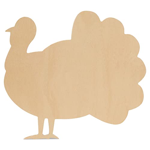 Classic Wood Turkey Cutouts 12 inch, Pack of 3 Unfinished Wooden Cutouts for Crafting, and DIY Thanksgiving Party Decorations, by Woodpeckers