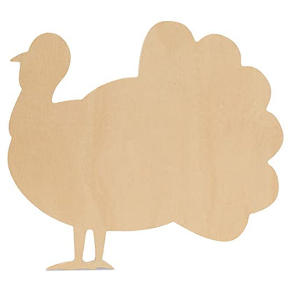 Classic Wood Turkey Cutouts 12 inch, Pack of 3 Unfinished Wooden Cutouts for Crafting, and DIY Thanksgiving Party Decorations, by Woodpeckers