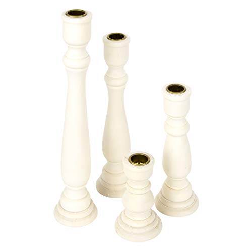 Koyal Wholesale Unfinished Wood Taper Candlestick Holders, 12 Pack Bulk Set, 4 Assorted Sizes, 11, 9, 6.75 and 4-Inches - WoodArtSupply