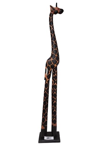 Extra Tall 5' Giraffe Hand Carved Wooden African Statue Sculpture - WoodArtSupply