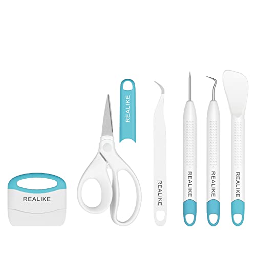 REALIKE Vinyl Weeding Tools Set Craft Vinyl Tools Kit Weeder/Scraper/Spatula/Tweezers/Scissor Basic Tool for Cricut/Silhouette/Siser HTV/Oracal Vinyl - WoodArtSupply