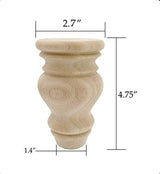 Btibpse 4.7 Inch Wood Furniture Legs Replacement Sofa Couch Chair Ottoman Loveseat Coffee Table Cabinet Feet Unfinished Bun Foot Set of 4 Btibpse