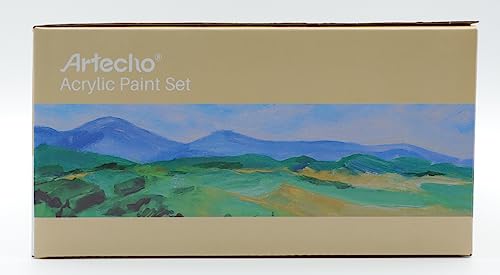 Artecho Acrylic Paint Set 48 Colors 2oz/59ml, Art Craft Paint for Art Supplies, Paint for Canvas, Rocks, Wood, Fabric and Ceramic, Non Toxic Paint Artecho