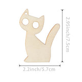 Big Eyes Cat Shape Wooden Blank Wood with Twines Art Unfinished Ornaments for Christmas Wedding Birthday Party Thanksgiving Day Decoration 24Pcs Zontween