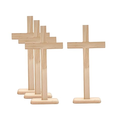 16 Inch 4 Pack Hanging Wood Cross Unfinished Wooden Crosses Tabletop Cross for DIY Crafts - WoodArtSupply