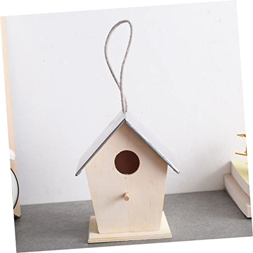 BESPORTBLE Outdoor Bird House Unfinished Wood Birdhouse Decorative Bird House Outside Bird House Bird Nest Desktop Ornament Wooden Bird House Bird BESPORTBLE