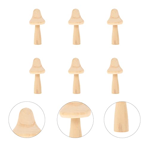 PartyKindom 6 Pcs DIY Wooden Ornaments Wooden Toys House Decorations for Home Kids playset Mushroom Statute DIY Painting Wooden Ornament Mini PartyKindom