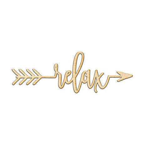 Relax Right Arrow Wood Sign Home Decor Wall Art Hanging Rustic Unfinished 24" x 8" Woodums