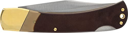 Old Timer 6OT Golden Bear Traditional Lockback Pocket Knife with 3.9in High Carbon Stainless Steel Clip Point Blade, Sawcut Handle, and Lanyard Hole Old Timer