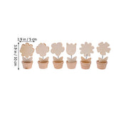 Healifty 6pcs Wooden Memo Clips Place Card Holders Unfinished Wood Ornaments Unpainted Flower Pot Miniature Desktop Decoration Ornaments with Pigment Healifty