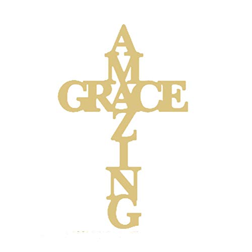 Amazing Grace Cutout Unfinished Wood Cross Home Decor Holiday Door Hanger MDF Shape Canvas Style 1 (6") - WoodArtSupply