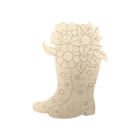 Boots with Flowers Shape, Unfinished Wood Craft, Build-A-Cross Build-A-Cross