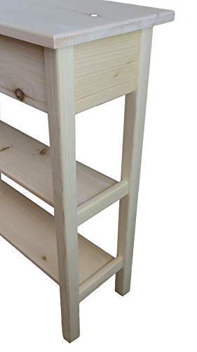 60" Unfinished Pine Wall, Foyer, Sofa, Console, Hall Table with 2 Bottom Shelfs Generic