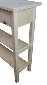 60" Unfinished Pine Wall, Foyer, Sofa, Console, Hall Table with 2 Bottom Shelfs Generic