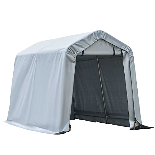 Outsunny 6' x 8' Carport Portable Garage, Heavy Duty Storage Tent, Patio Storage Shelter w/Anti-UV PE Cover and Double Zipper Doors, for Motorcycle Outsunny