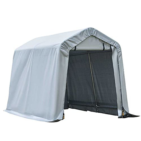 Outsunny 6' x 8' Carport Portable Garage, Heavy Duty Storage Tent, Patio Storage Shelter w/Anti-UV PE Cover and Double Zipper Doors, for Motorcycle Outsunny