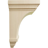 Ekena Millwork CORW03X03X06JERW Mini Jefferson Wood Corbels, 3 1/2"W x 3 3/4"D x 6"H, Rubberwood Ekena Millwork