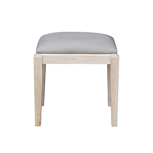 Unfinished Solid Wood Vanity Bench with Microfiber Upholstered Seat IC International Concepts