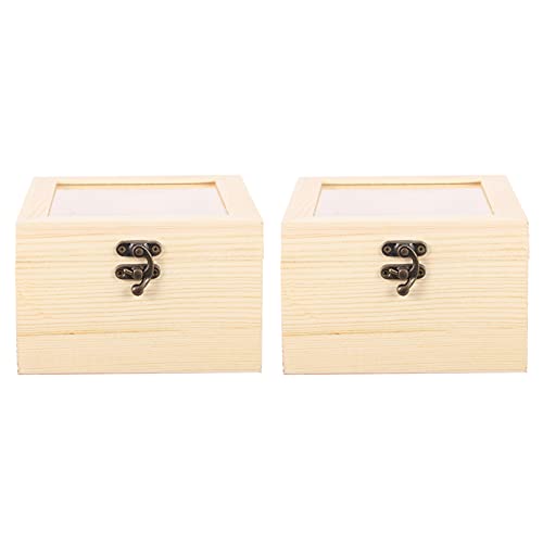 BESPORTBLE 2pcs Box Wooden Storage Box Earring Holder Jewelry Organizer Tray Makeup Wooden Treasure Containers Decorative Storage Bins with Lids BESPORTBLE