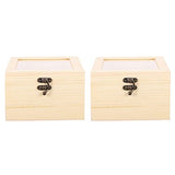BESPORTBLE 2pcs Box Wooden Storage Box Earring Holder Jewelry Organizer Tray Makeup Wooden Treasure Containers Decorative Storage Bins with Lids BESPORTBLE