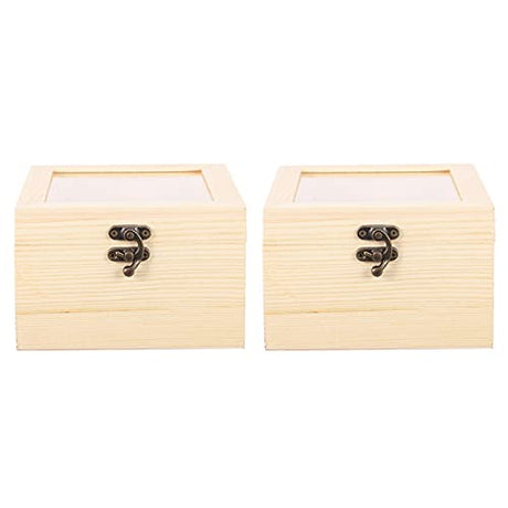 BESPORTBLE 2pcs Box Wooden Storage Box Earring Holder Jewelry Organizer Tray Makeup Wooden Treasure Containers Decorative Storage Bins with Lids BESPORTBLE