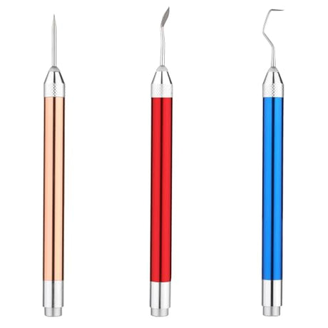 3pcs Weeding Pen for Vinyl, Craft Weeding Tool with Led Light 3 Styles Pin and Hooks Vinyl Tool Kit for DIY Paper Iron on Projects Silhouettes PEUTIER