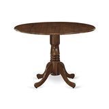 East West Furniture DLT-AWA-TP Dublin Dining Room Table - a Round Solid Wood Table Top with Dropleaf & Pedestal Base, 42x42 Inch, Walnut East West Furniture