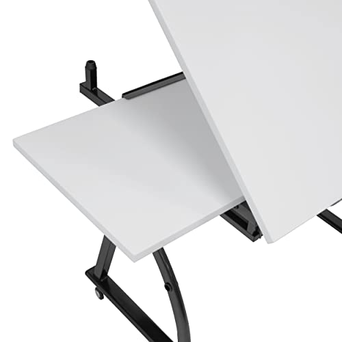 SD STUDIO DESIGNS Core 2 Pc Craft Center-35.5" W Angle Adjustable Cloth Drawers, Side Shelf and Stool Drafting Table, Gunmetal Gray/White SD STUDIO DESIGNS