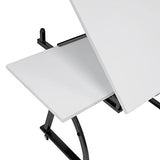 SD STUDIO DESIGNS Core 2 Pc Craft Center-35.5" W Angle Adjustable Cloth Drawers, Side Shelf and Stool Drafting Table, Gunmetal Gray/White SD STUDIO DESIGNS